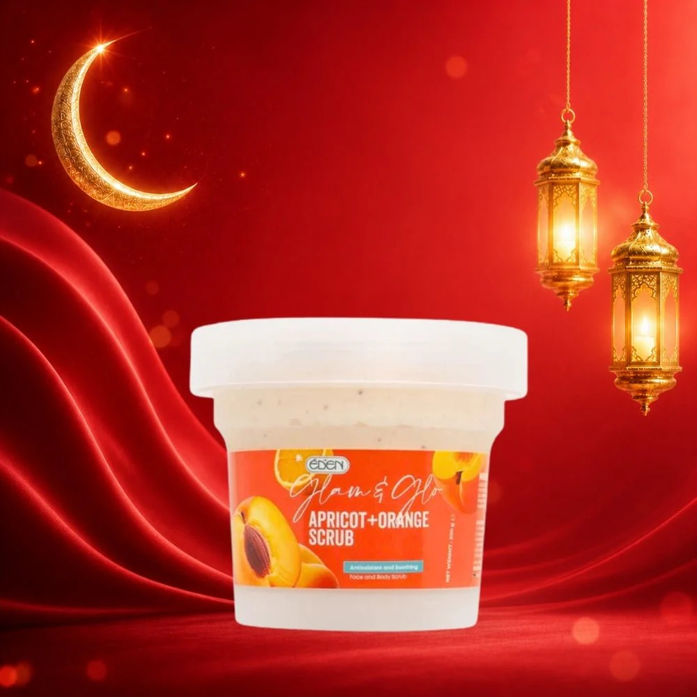 سكراب للجسم بالخوخ والبرتقال ايدن - 200غرام | Eden glam & glow apricot & orange body scrub