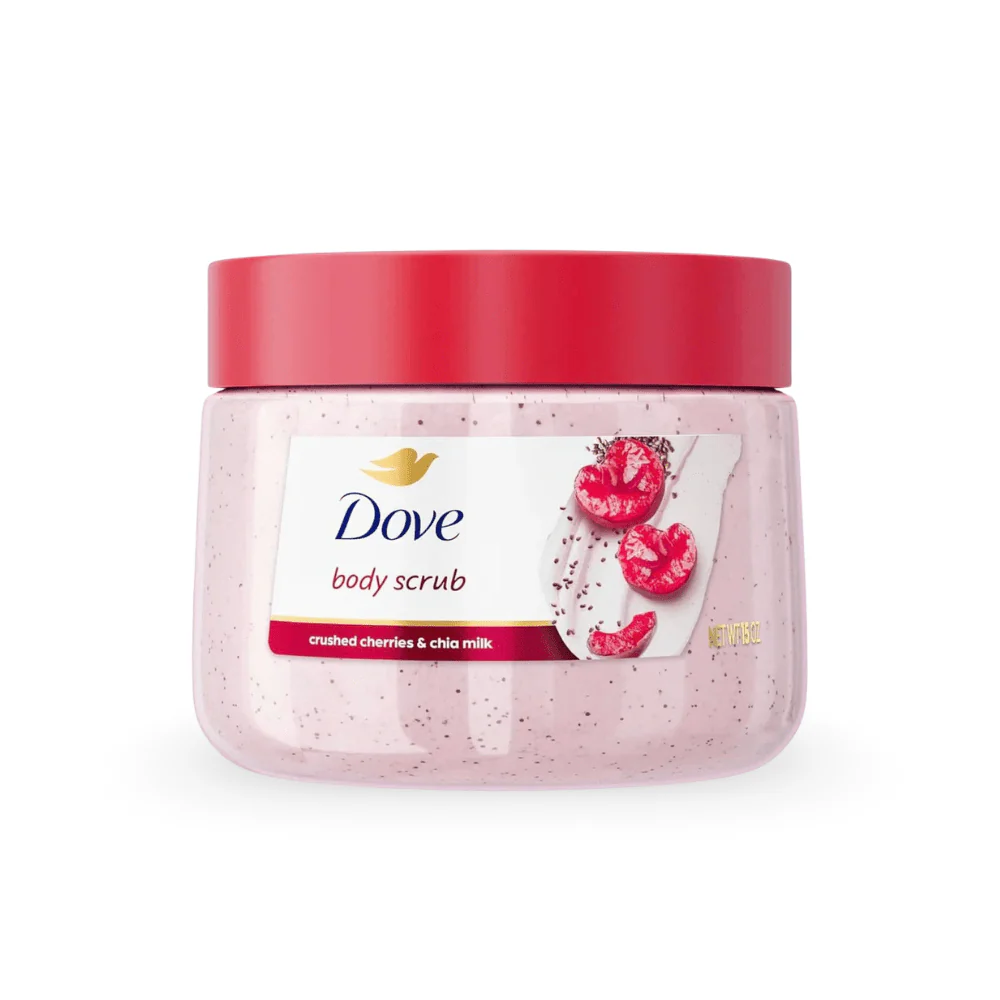 مقشر جسم دوف بالكرز  وحليب الشيا | Dove Body Scrub Gommage Corps Crushed Cherries & Chia Milk