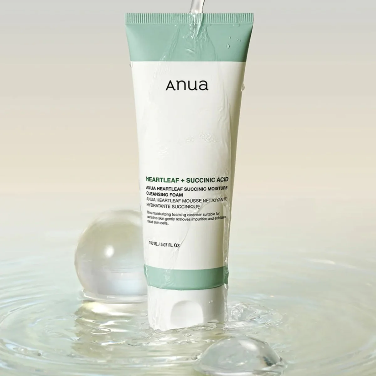 انوا غسول هارتليف والسوكسينيك - 150مل | Anua Heartleaf Succinic Moisture Cleansing Foam - Image 2