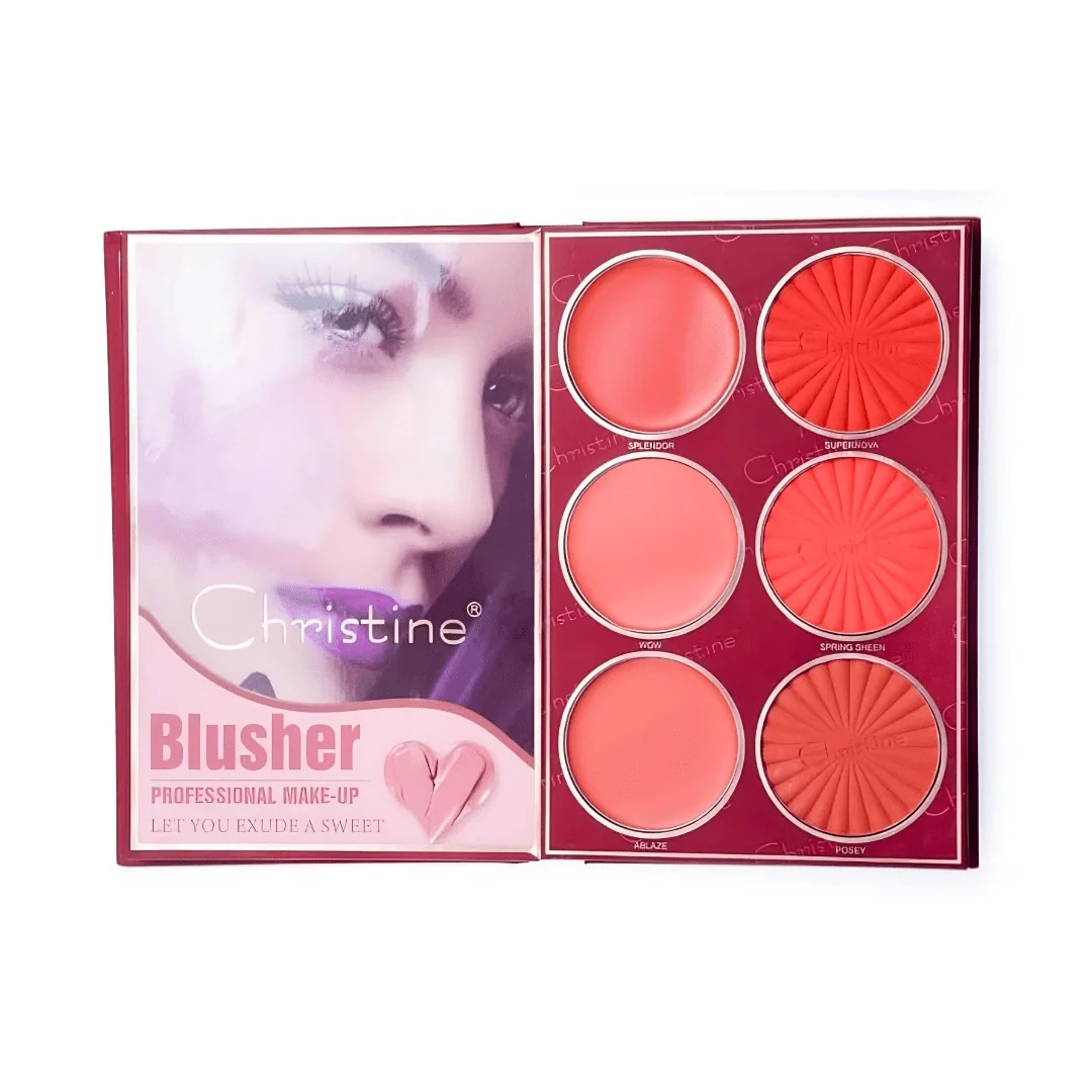 دفتر باليت مكياج 4 في 1 كرستين | Christine 4 in 1 Palette Eyeshadow, Highlighter, Blush, Contour - Image 3