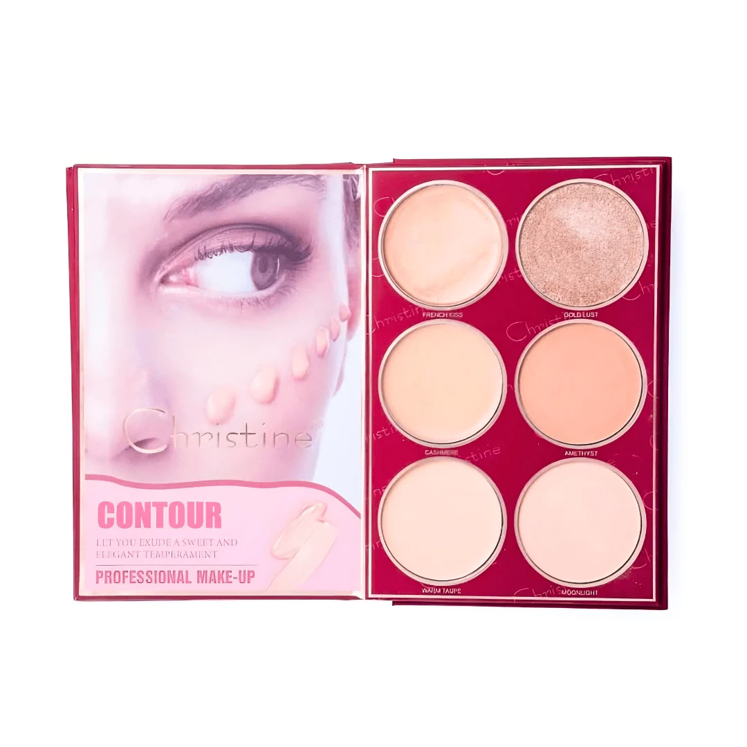 دفتر باليت مكياج 4 في 1 كرستين | Christine 4 in 1 Palette Eyeshadow, Highlighter, Blush, Contour - Image 4