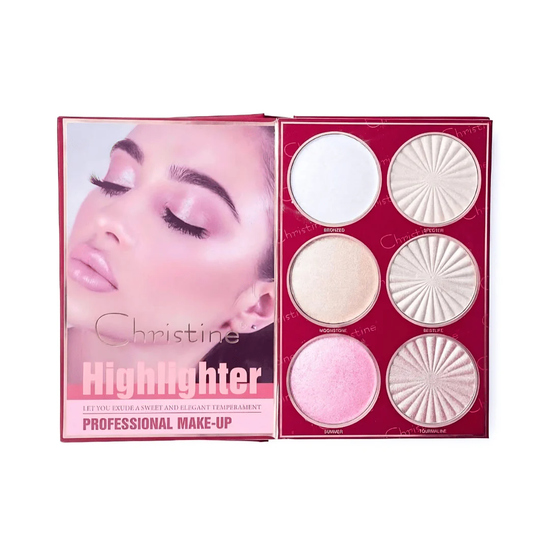 دفتر باليت مكياج 4 في 1 كرستين | Christine 4 in 1 Palette Eyeshadow, Highlighter, Blush, Contour - Image 5