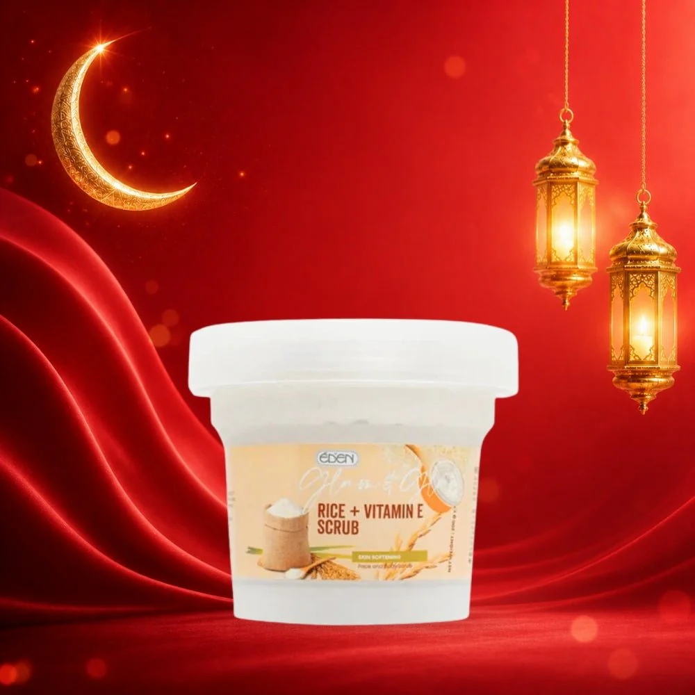 سكراب للجسم بالارز ايدن - 200غرام | Eden glam & glow rice & vitamin e body scrub