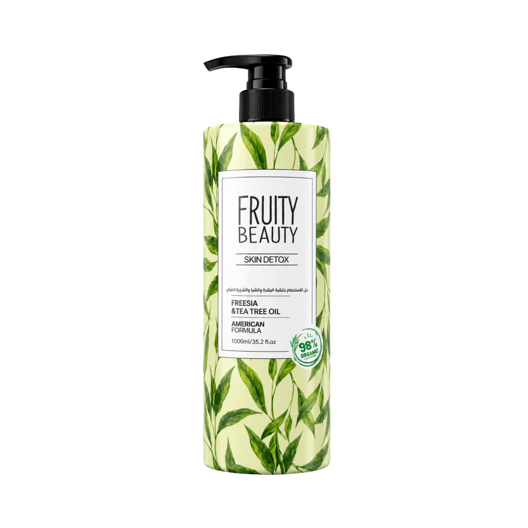 غسول جسم فروتي بالفريزيا - 1000مل | Fruity Beauty bright skin freesia & tea tree oil shower gel