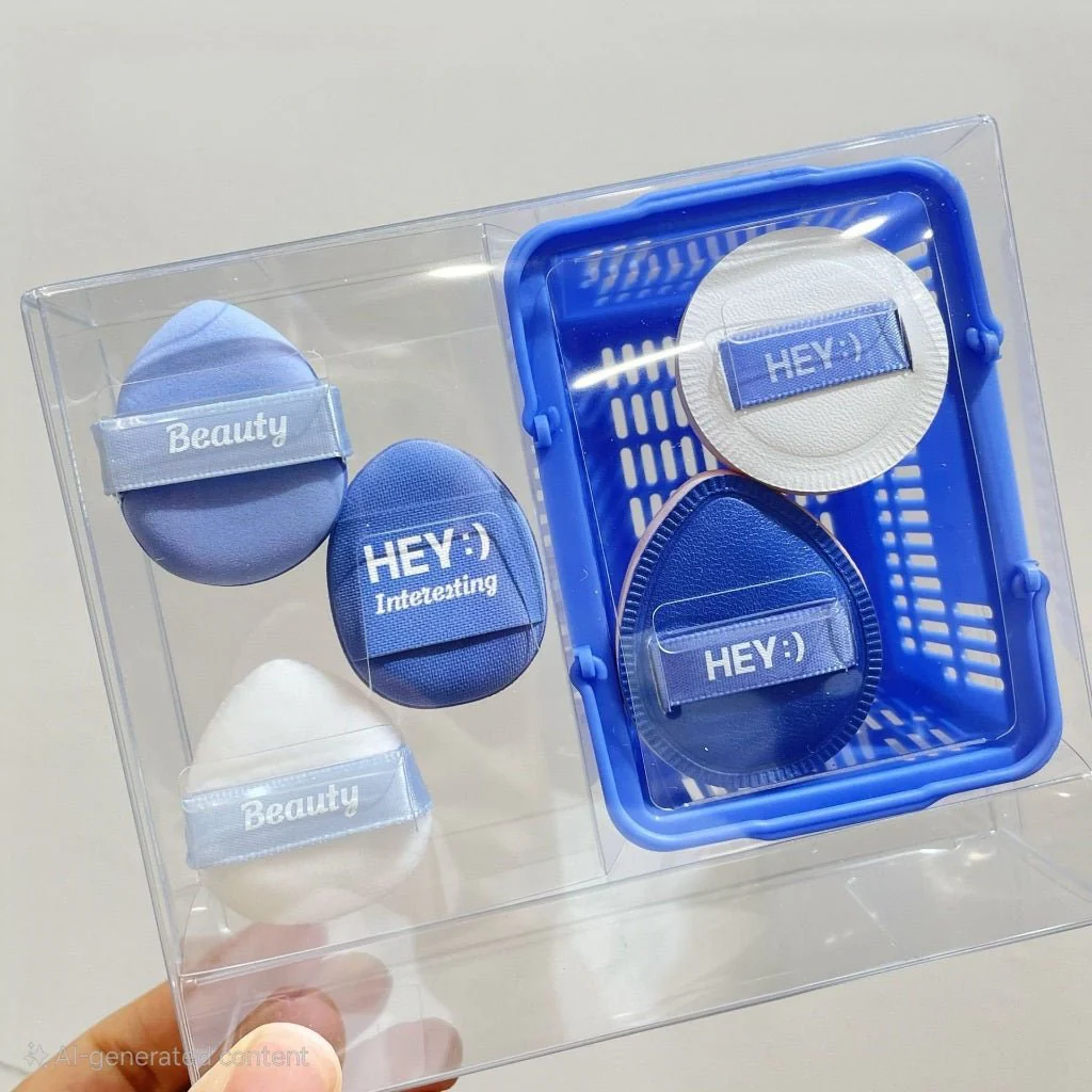 مجموعة اسفنجات ميني هاي | Hey powder puff set with mini basket - Image 3