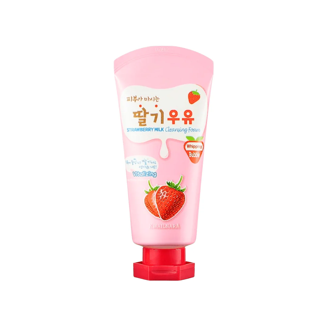 غسول رغوي بالفراولة للبشرة كويلنارا | kwailnara strawberry milk cleansing foam