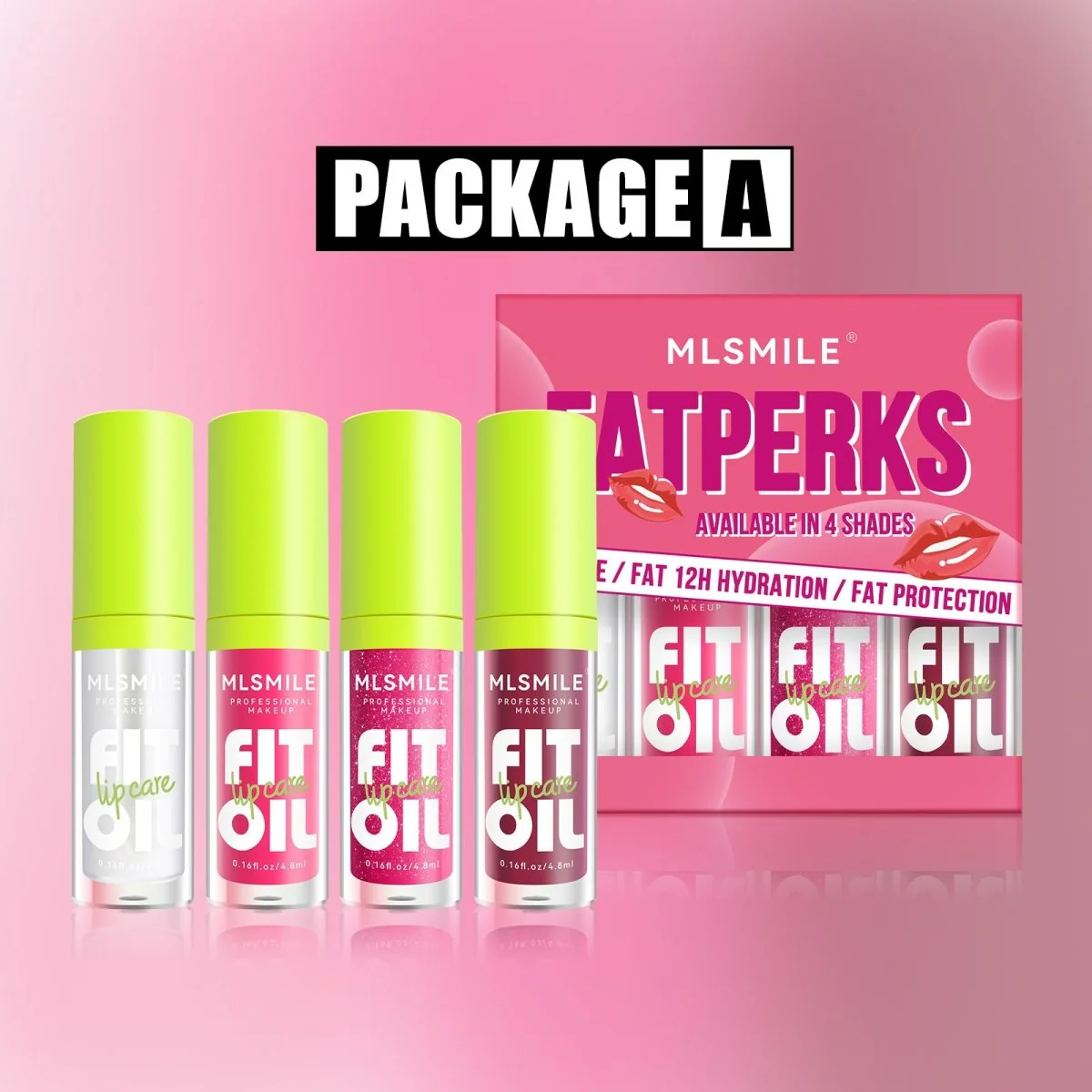 سيت ليب كلوس سمايل | Mlsmile Fatperks 4 Color Lipgloss - Image 3