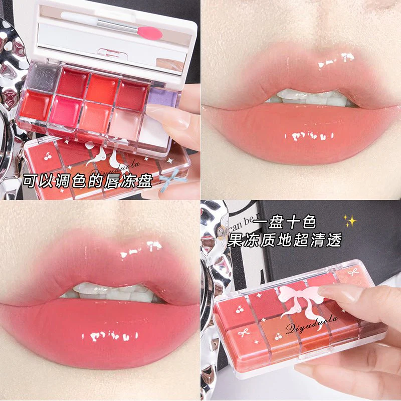 باليت ليب كلوس جيلي للشفاه كيودولا | Qiyuduola Lip Jelly Freedom Ten Color Palatte - Image 6