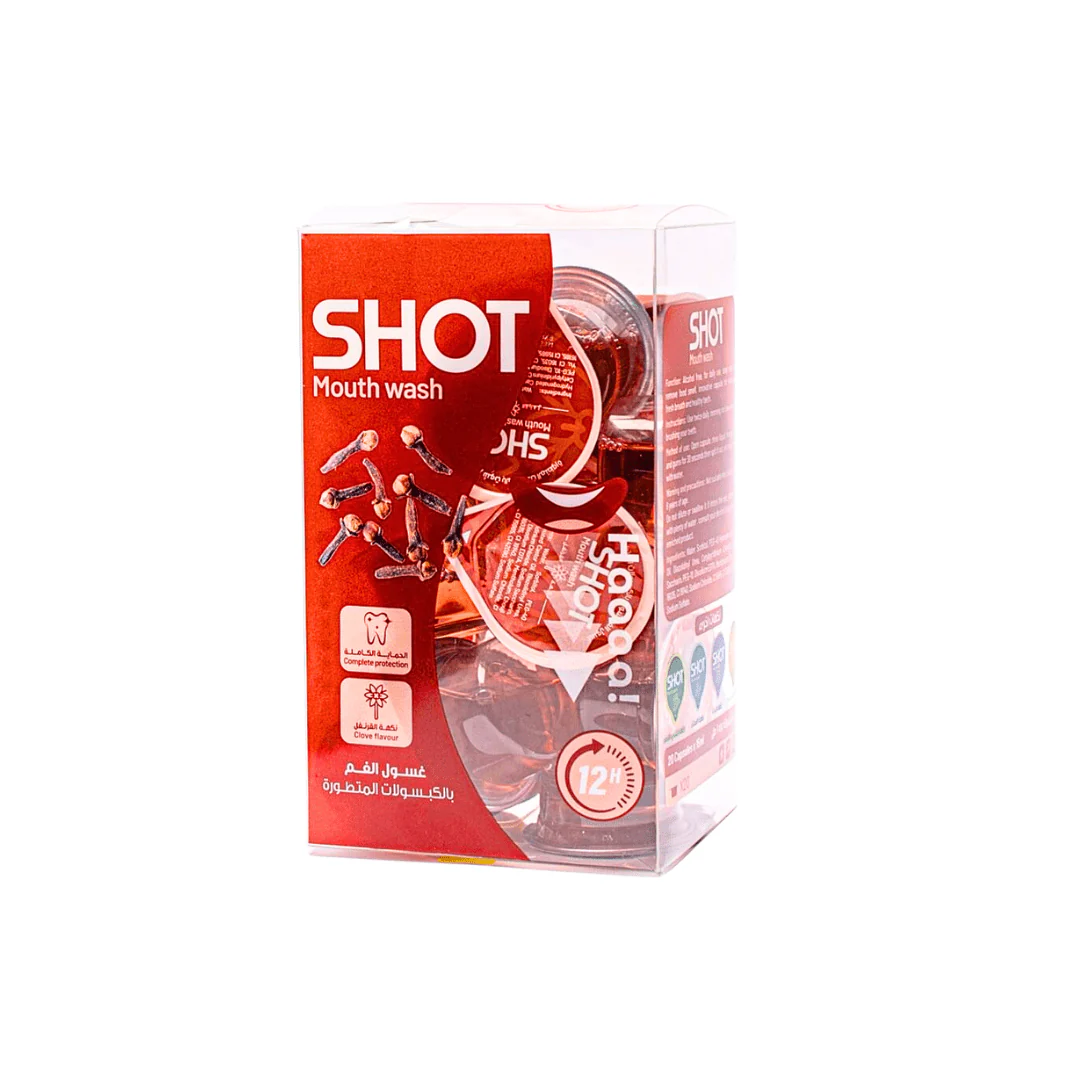 كبسولات غسول فم بالقرنفل | Shot mouth wash red