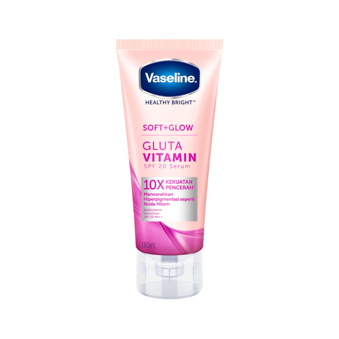 سيروم جلوتاثيون فازلين لتفتيح الجسم - 180مل | Vaseline soft + glow gluta vitamin spf20 serum