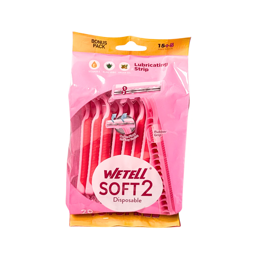 شفرات حلاقة سوفت ويتيل 20 قطعة | Wetell soft disposable razor blades